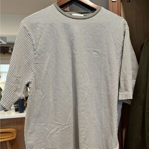 Anine Bing Grey and White Striped Tee